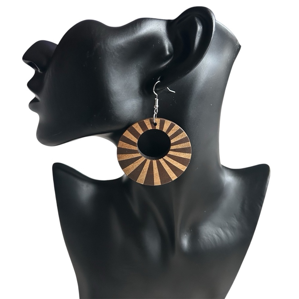 Striped Brown and Tan Earrings